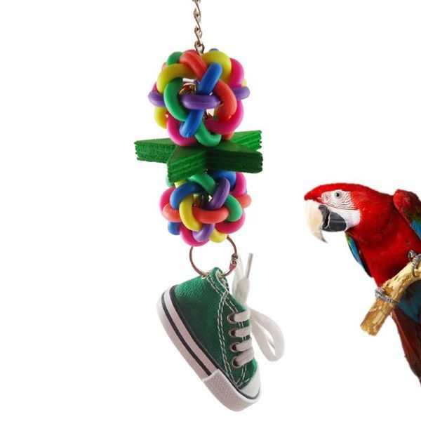 

other bird supplies durable and practical multi-color ball sneaker parrot chew star shoe creative cage climbing hanging toys colorful pendan