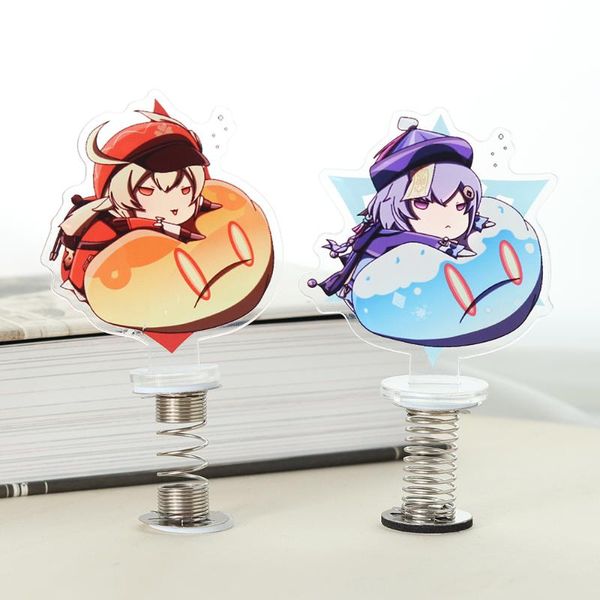 

keychains game anime genshin impact zhongli cosplay slime shake stands tartaglia xiao qiqi cute desk decor fans collection prop gift, Silver
