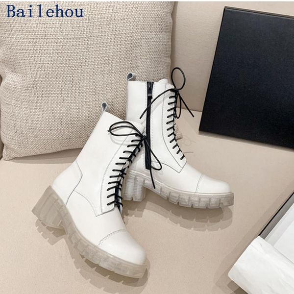 

boots women's autumn platform shoes for women 2021 female boot round toe punk ladies cross-tiedbritish style, Black