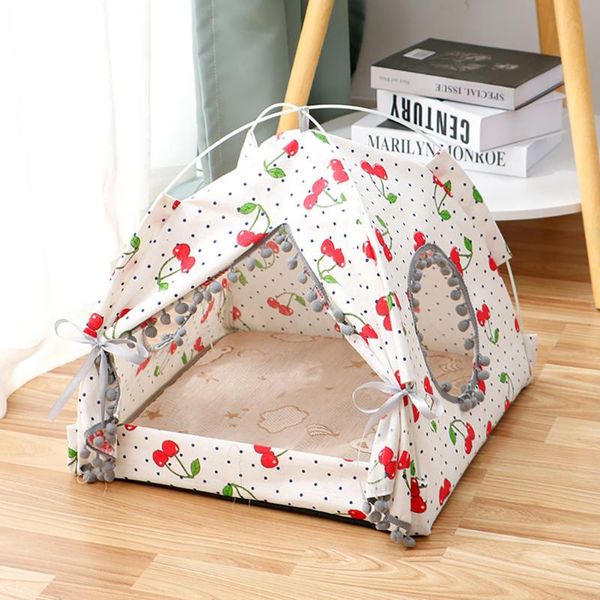 

cat beds & furniture creative pet tent house bed portable teepee with thick cushion and 6 colors available for dog puppy excursion outdoor i