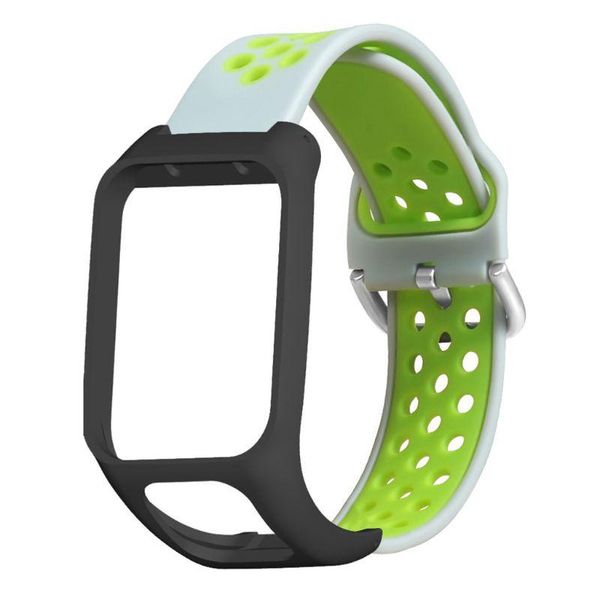 

watch bands replacement two-color silicone wrist strap watchband bracelet for tomtom runner 3/adventurer/golfer 2/runner 2 cardio/spark 3, Black;brown