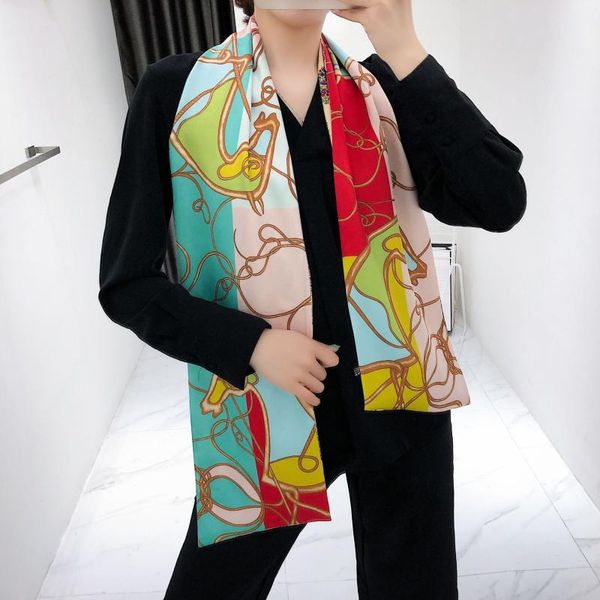 

scarves 2021 design double-deck twill paisley women fashion scarf tie neckerchief silk head for ladies, Blue;gray