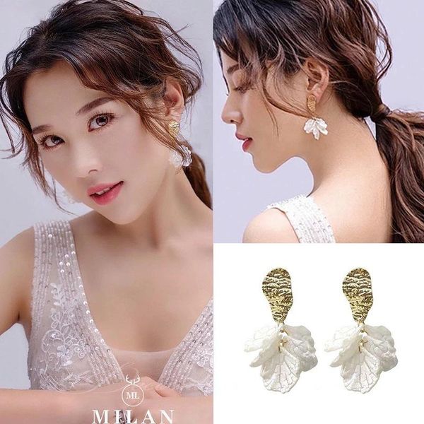 

dangle & chandelier baojieer fashion fringe flower imitation shell pendant alloy earrings retro lovely romantic female girl jewelry, Silver