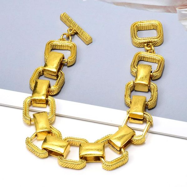 

link, chain wholesale arrival statement gold metal square bracelet bijoux high-quality fashion trend bracelets accessories for women, Black