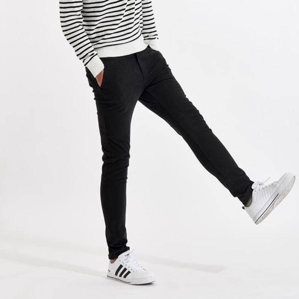 

men's pants autumn and winter casual fashion slim pure cotton straight tube, Black