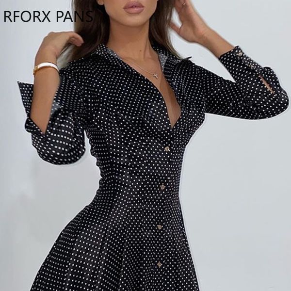 

2021dot print pleated skater dress women dress, Black;gray