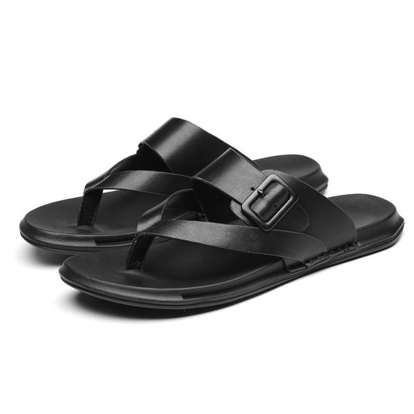 

slippers men's flip flops water shoes slip on lightweight platform casual summer beach sandal, Black