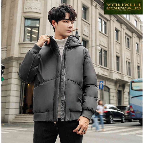 

men coat brand down winter jacket hooded clothing 2021 thick warm short duck parka coats overcoat hiver ropa lw1652, Black