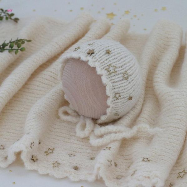 

blankets & swaddling 2 pcs born pography prop hat wrapping po workshop beige pink handmade