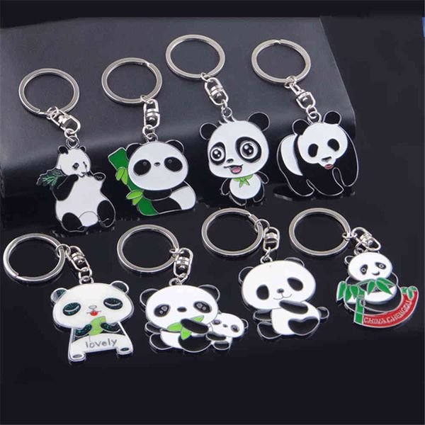 

new cute panda keychains cartoon key chain gift backpack pendant keyholder accessories, Silver