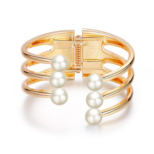 

same multi-layer irregular semi closed pearl wide edge bracelet jewelry, Black