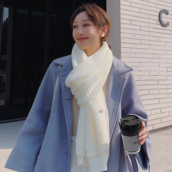 

scarves 180*30cm women scarf korean wool female student long thick warm knitting winter red black white beige warmly brandy, Blue;gray