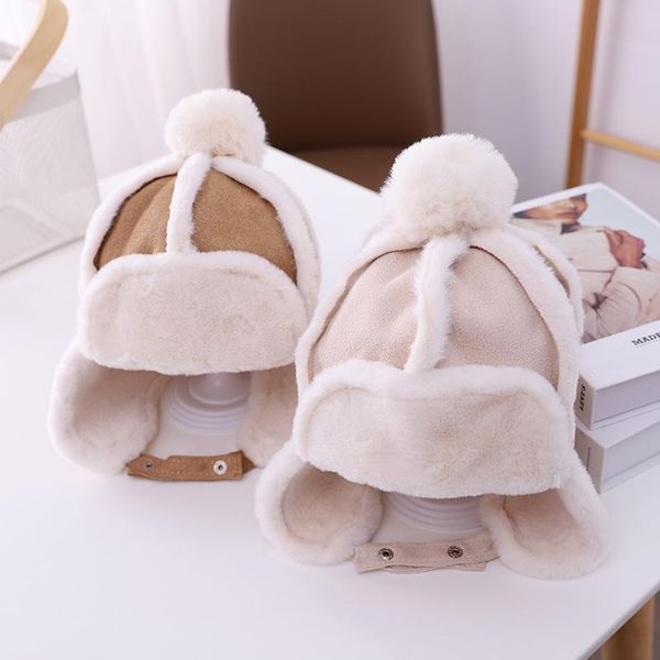 

caps & hats autumn and winter children's trapper hats, warmth, thickened earmuffs, men women, baby deerskin velvet warm, Yellow