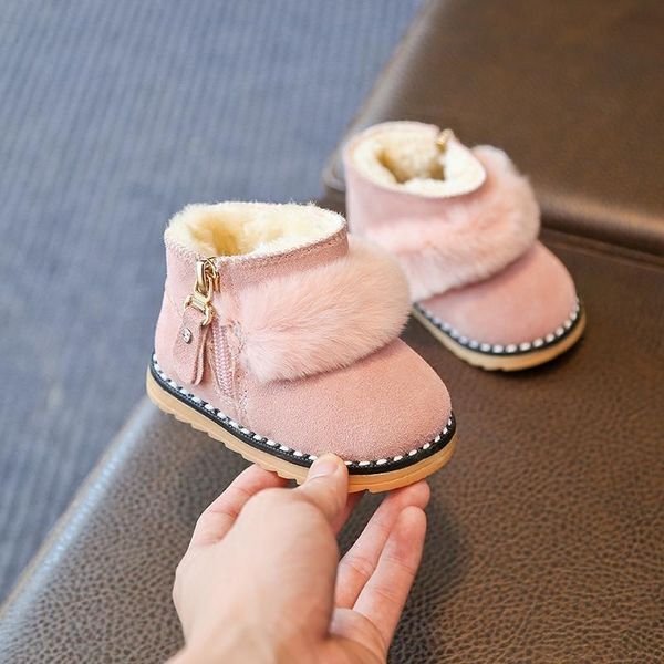 

boots baby shoes winter snow girls toddler cotton rhinestone short, Black;grey