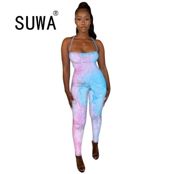 

women's jumpsuits & rompers tie dye one piece skinny pencil pants trousers women romper club outfits wholesale clothing streetwear, Black;white