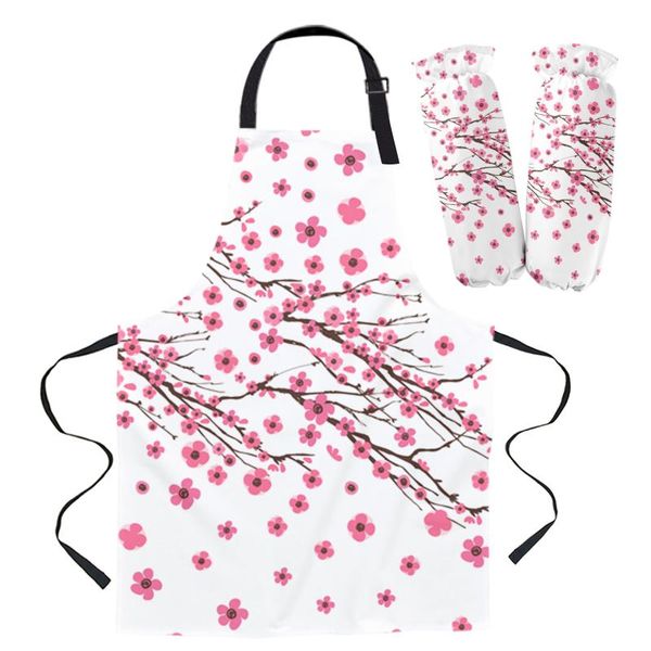 

aprons spring pink flower branch apron kitchen household cleaning barber baking accessories for woman