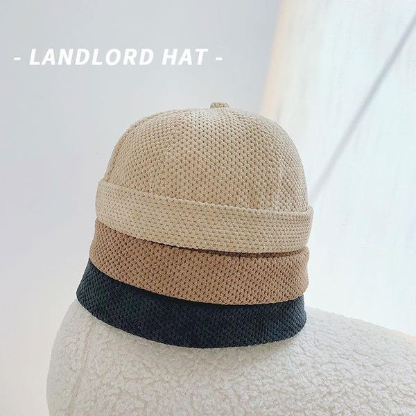 

beanies fashion brimless hat adjustable hip hop caps men skull cap retro landlord breathable beanie sailor
