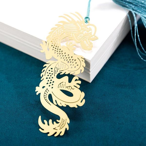 

antique brass dragon and phoenix couple bookmarks chinese style characteristic metal art for kids gifts party favor