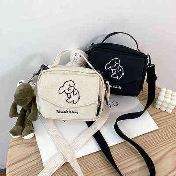 

ladies fashion canvas small square bag korean version multifunctional cute dog one-shoulder diagonal mobile phone package