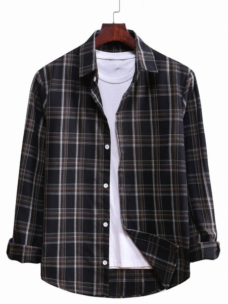 

men plaid curved hem shirt without tee 69tb#, White;black