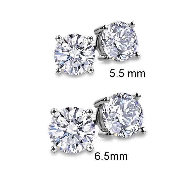 

stud large cz earrings fashion 925 sterling silver brilliant cut cubic zirconia 5mm 6mm 7mm 8mm, Golden;silver