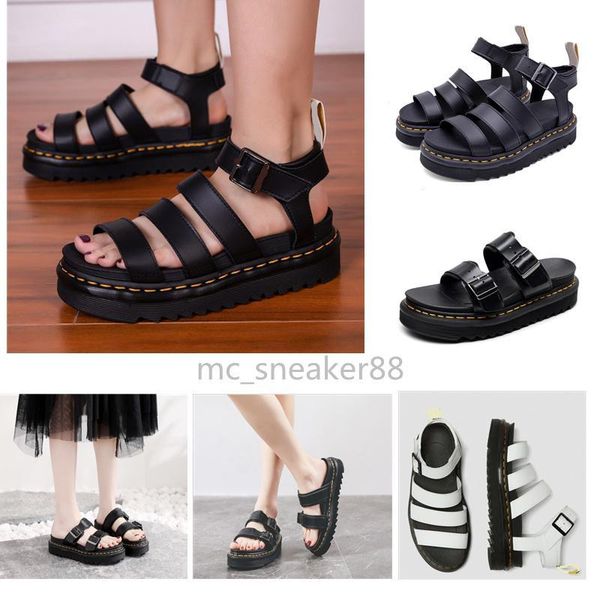 

summer style casual women thick-soled sandals female leather roman platform slippers size 36-40, Black