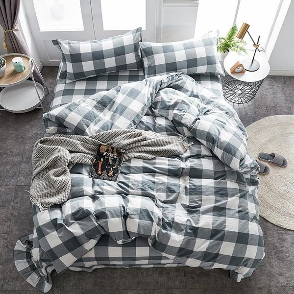 

bedding sets modern simple pure cotton yarn-dyed washed four-piece suit