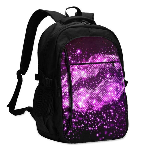 

backpack 2021 women bright purple lips illustration back to school