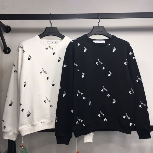 

fashion brand ow new 2021 men's women's same black and white round neck