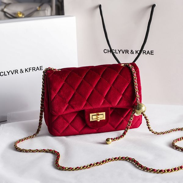 

women's suede 2021 single shoulder trend plush rhombic cross small square bag