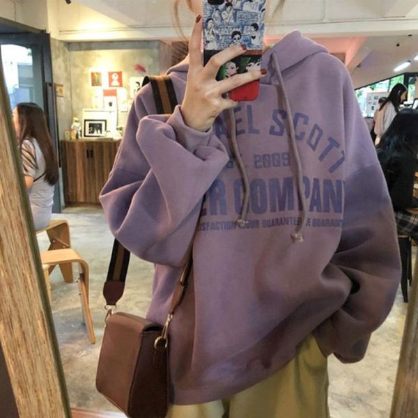 

women's hoodies & sweatshirts sweatshirt fashion autumn korean version 2021 loose plush and thick hooded winter wear sudadera mujer en*, Black