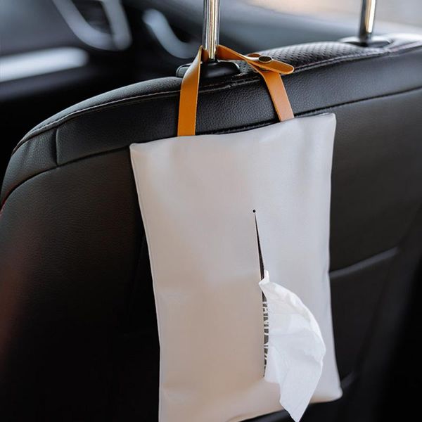 

tissue boxes & napkins leather cover solid color household car pu paper box waterproof simple nordic ins hanging bag