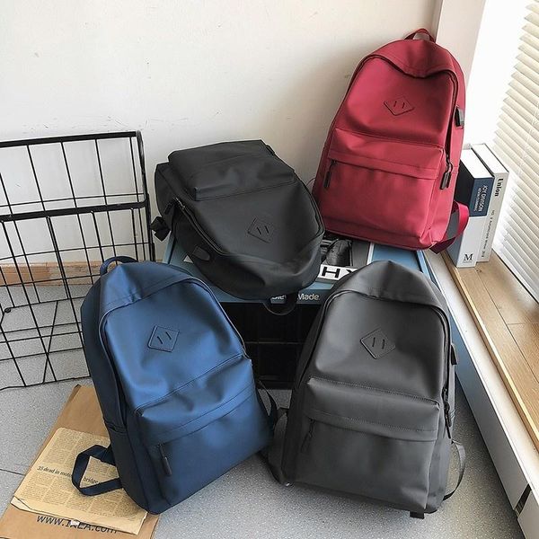 

school bags solid color usb charge backpack waterproof oxford cloth women lapkawaii for teenage girls mochila