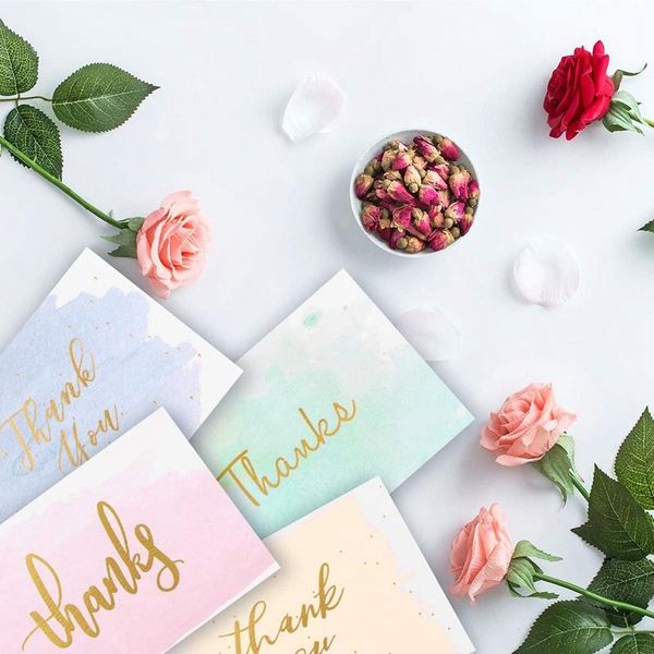 

greeting cards 48 pack thank you gold foiled watercolor with envelopes for wedding baby shower business