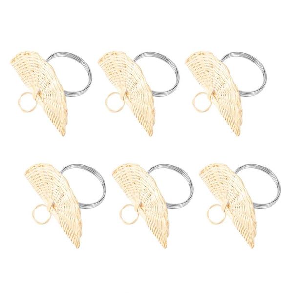 

napkin rings sector set of 6, vintage ring for table setting, handmade rattan serviette holder wedding