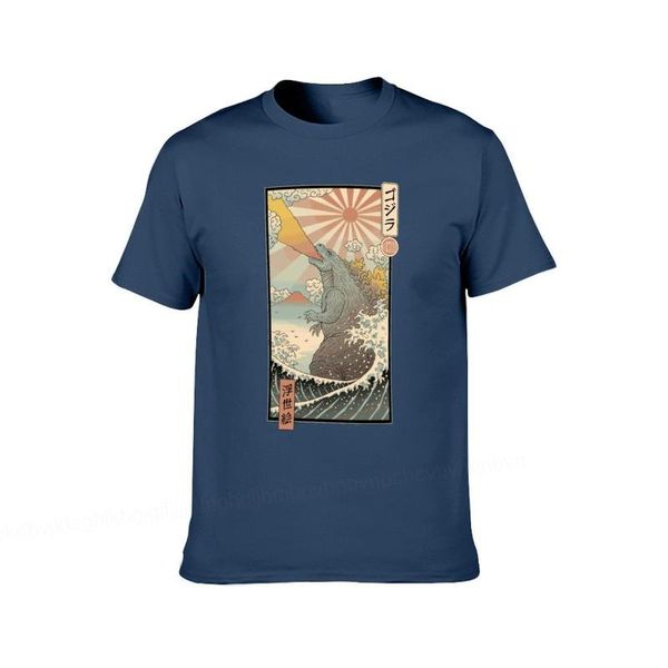 

men's t-shirts king kaiju ukiyo art summer tshirt 100% cotton oversize vintage short sleeve designer tees clothing t shirts, White;black