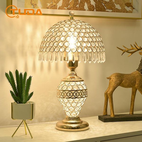 

table lamps tuda 25x45cm crystal lamp for bedroom living room bedside led night home decor luxury e27 eu plug
