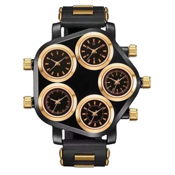

wristwatches trend luxury men watches large dial silicone waterproof watch for bar nightclub show multi-dial quartz wristwatch clock, Slivery;brown