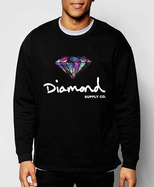 

men winter fleece hoodies diamond printed letters thick o-neck pullovers long sleeved casual sports clothes, Black