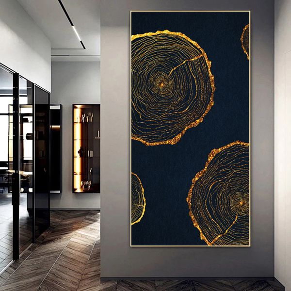 Black Golden Annual Ring Poster Stampe su tela Wall Art Pictures for Living Room Abstract Cuadro Modern Home Decor Wall Paintings