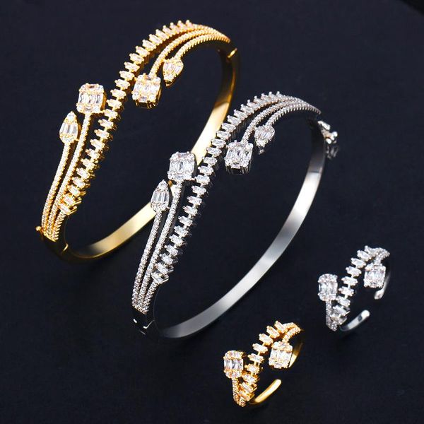 

earrings & necklace bridetalk luxury unique african bangle ring set jewelry sets for women wedding cubic zircon crystal cz dubai bridal, Silver