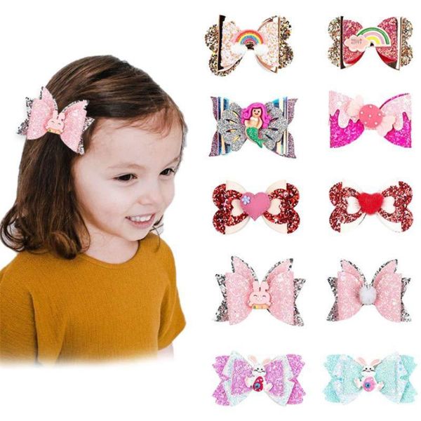 

hair accessories 10pcs/lot arrival girls clips glitter bows hairpins children hairgrips kids barrettes gift, Slivery;white