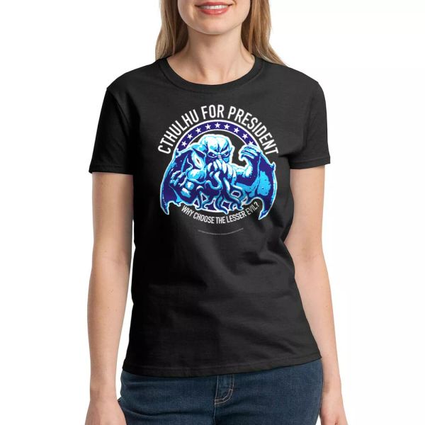 

warpo cthulhu for president women's black t-shirt new sizes s-2xl, White;black