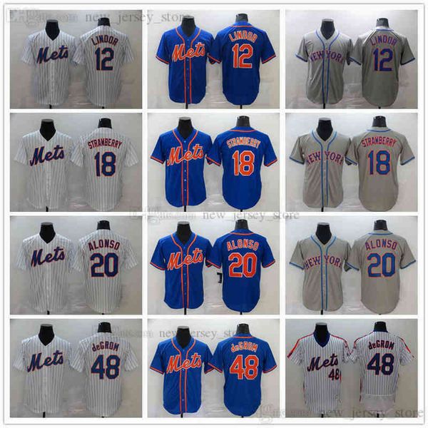 

2022 News Baseball 12 Francisco Lindor Jerseys Stitched 48 Jacob deGrom 20 Pete Alonso 18 Darryl Strawberry Gray Road White Home Royal, Same as picture