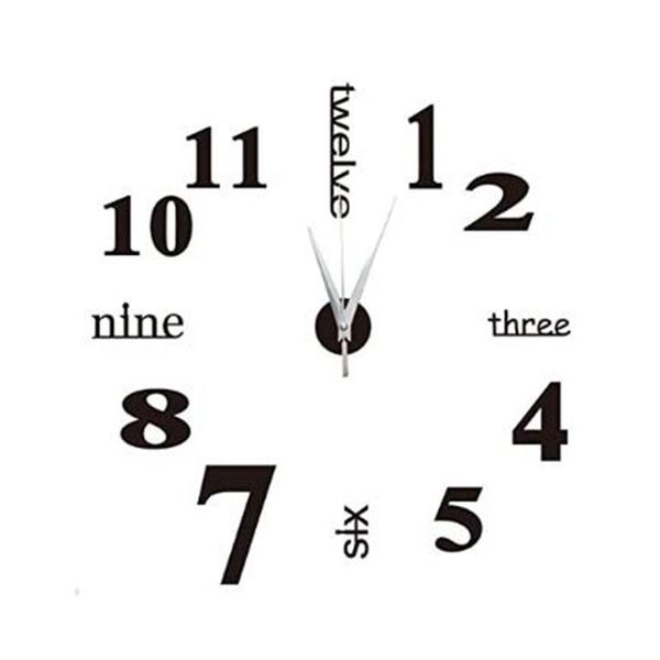 

wall clocks environmental protection acrylic english digital diy stereo clock, 3d design for living room kitchen , black