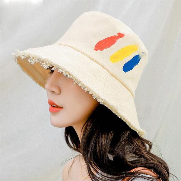 

cloches suogry cotton summer panama bucket hat men women fashion packable wide brim sun paint flat fishing fisherman cap, Blue;gray