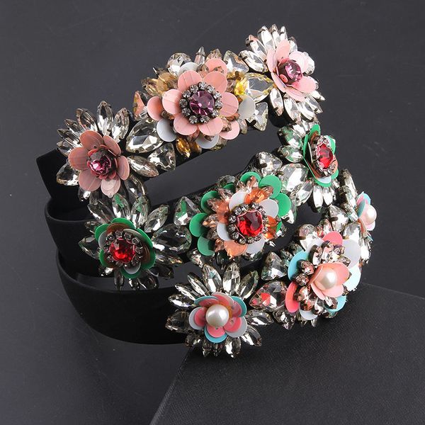 

fashion headband ladies inlaid colorful rhinestone headbands women gorgeous personality hair accessories, Silver