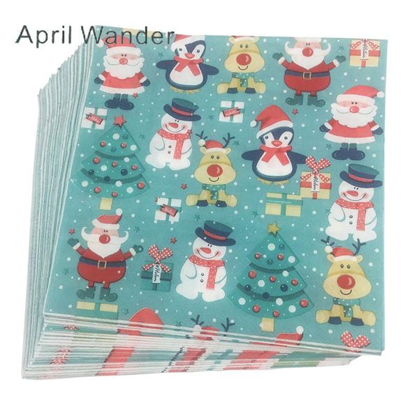 

packaging dinner service 20pcs/lot lovely cartoon elk santa snowman christmas paper napkins for merry party supplies & decorations