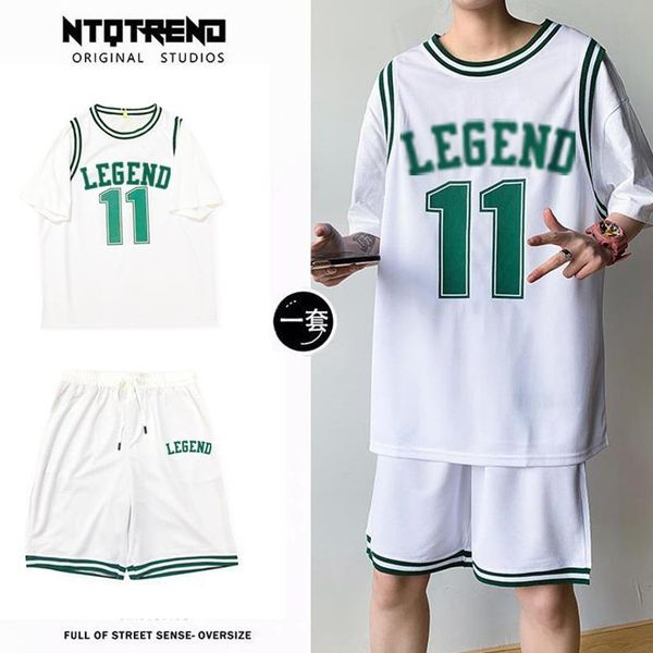 

sports summer short sleeve shorts running basketball suit men's with two pieces of cool casual wear, Gray