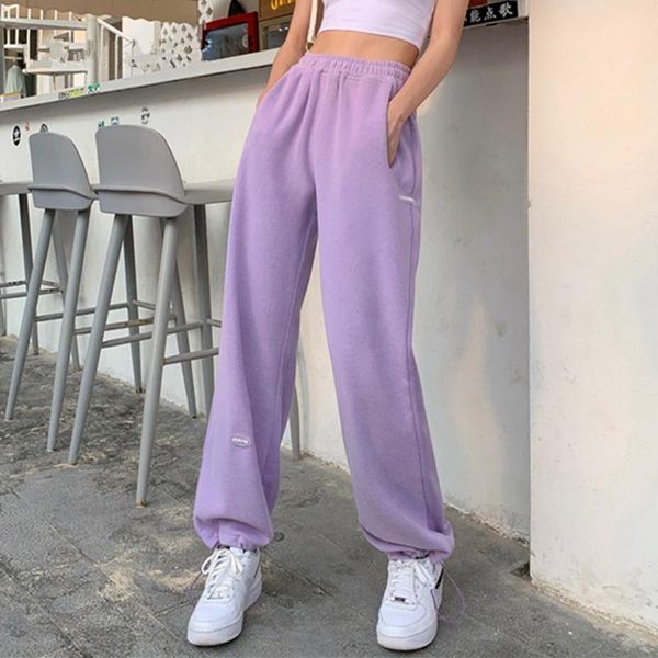 

women's pants & capris autumn 2021 oversize cargo sweatpants high waist straight casual loose lady chic ankle-length trousers, Black;white